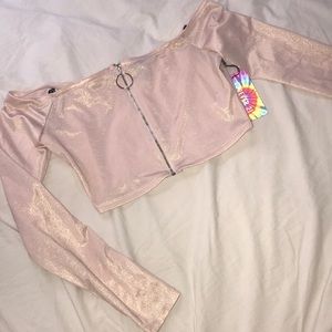 Disco Long sleeved zipper crop top